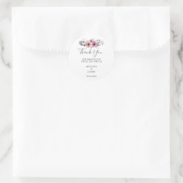 Elegante Waterverf bloemen bruiloft dank u klasse Ronde Sticker