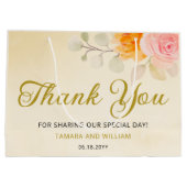 Elegante Waterverf Bloemen Bruiloft Goud Dank u Groot Cadeauzakje (Achterkant)