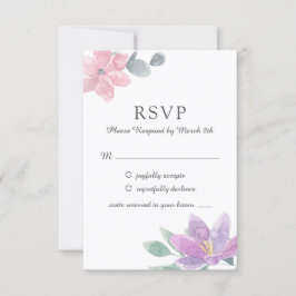 Elegante waterverf. Bloemen bruiloft RSVP Kaartje
