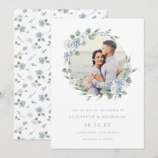 Elegante Waterverf Bloemen Bruiloft Save The Date (Voorkant / Achterkant)