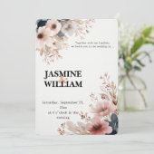 🌸 Elegante Waterverf Bloemen bruiloft uitnodiging (Staand voorkant)