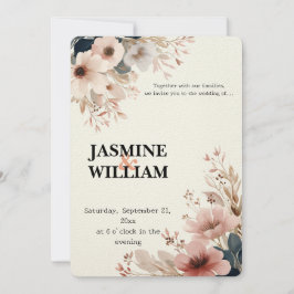 🌸 Elegante Waterverf Bloemen bruiloft uitnodiging