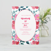 elegante waterverf BLOEMEN BRUILOFT Uitnodiging (Staand voorkant)