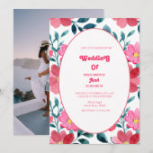 elegante waterverf BLOEMEN BRUILOFT Uitnodiging (Voorkant / Achterkant)