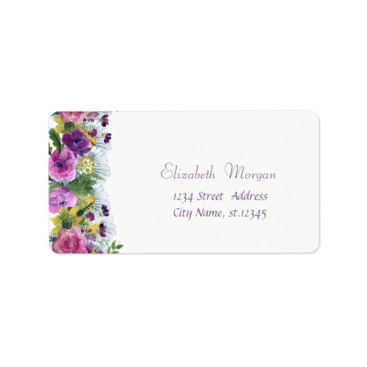 Elegante waterverf bloemen, chic etiket (Voorkant)