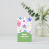 Elegante Waterverf Bloemen - Chic Vertical Visitekaartje (Staand voorkant)