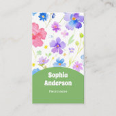 Elegante Waterverf Bloemen - Chic Vertical Visitekaartje (Voorkant)