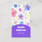 Elegante Waterverf Bloemen - Chic Vertical Visitekaartje (Voorkant)