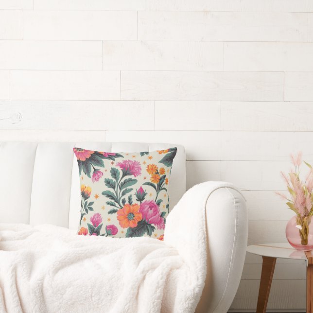 Elegante waterverf bloemen decoratieve patroonworp kussen (Bank)