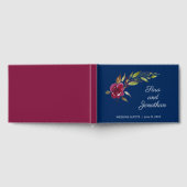 Elegante Waterverf Bloemen Donkerblauwe bruiloft Gastenboek (Volledig)