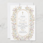 Elegante Waterverf Bloemen Doop Kaart (Voorkant)