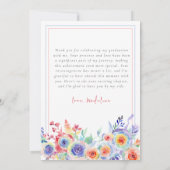 Elegante Waterverf Bloemen Foto Afstuderen Bedankkaart (Achterkant)