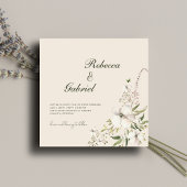 Elegante Waterverf Bloemen Foto Plein bruiloft Kaart