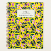 Elegante Waterverf Bloemen Geel Naam 2025 Planner (Voorkant)