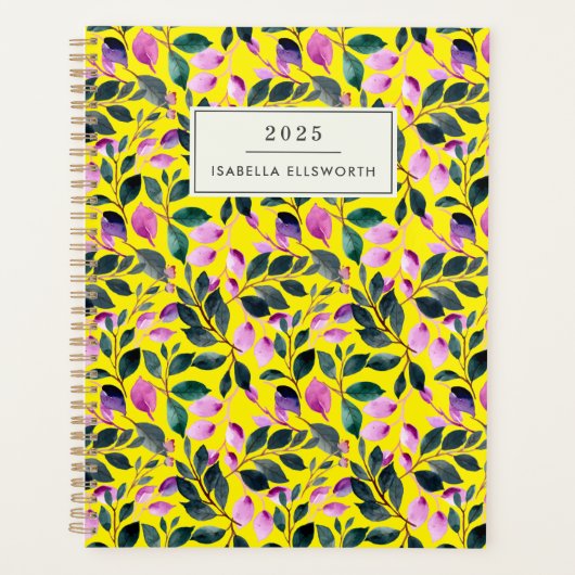 Elegante Waterverf Bloemen Geel Naam 2025 Planner