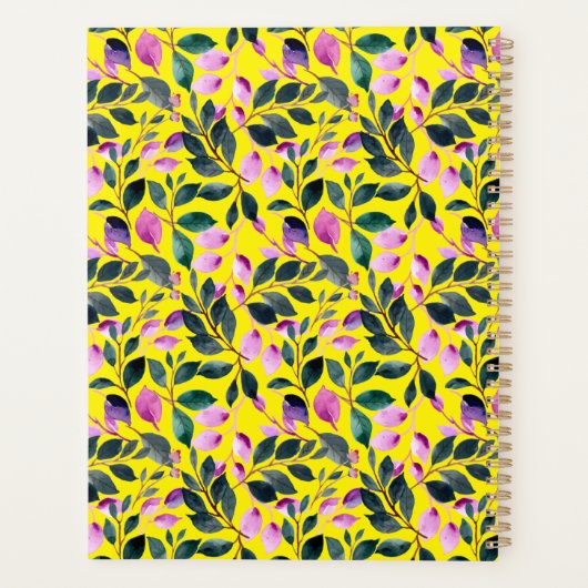 Elegante Waterverf Bloemen Geel Naam 2025 Planner (Achterkant)