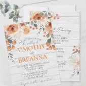 Elegante Waterverf Bloemen & Hout Bruiloft Kaart