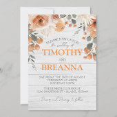 Elegante Waterverf Bloemen & Hout Bruiloft Kaart