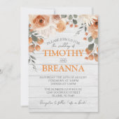 Elegante Waterverf Bloemen & Hout Bruiloft Kaart (Voorkant)