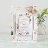 Elegante Waterverf Bloemen Huwelijksuitnodiging |  Kaart (Staand voorkant)