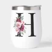 Elegante Waterverf Bloemen Initiaal Naam Monogram (Links)