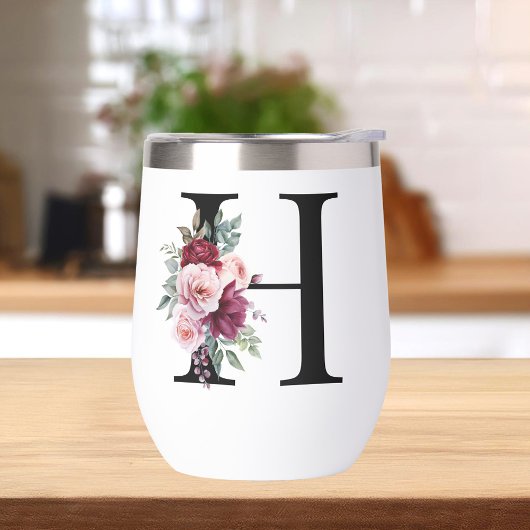 Elegante Waterverf Bloemen Initiaal Naam Monogram