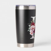 Elegante Waterverf Bloemen Initiaal Naam Monogram Geïsoleerde Drinkbeker (Voorkant)