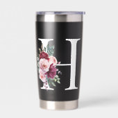 Elegante Waterverf Bloemen Initiaal Naam Monogram Geïsoleerde Drinkbeker (Links)