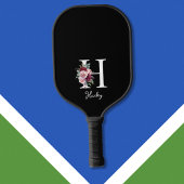 Elegante Waterverf Bloemen Initiaal Naam Monogram Pickleball Paddle