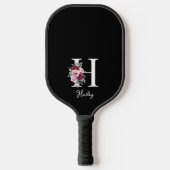 Elegante Waterverf Bloemen Initiaal Naam Monogram Pickleball Paddle (Voorkant)