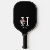 Elegante Waterverf Bloemen Initiaal Naam Monogram Pickleball Paddle (Achterkant)