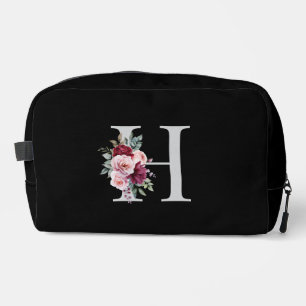 Elegante Waterverf Bloemen Initiaal Naam Monogram Toilettasje