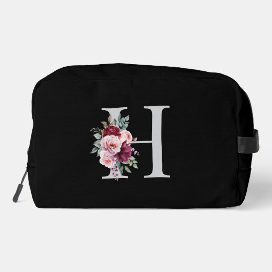 Elegante Waterverf Bloemen Initiaal Naam Monogram Toilettasje (Achterkant)