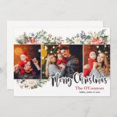 Elegante Waterverf Bloemen Kerstkaart (Voorkant / Achterkant)