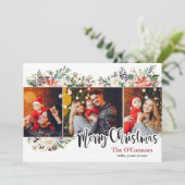 Elegante Waterverf Bloemen Kerstkaart (Staand voorkant)