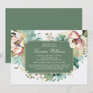 Elegante Waterverf Bloemen Koppels Baby shower Kaart