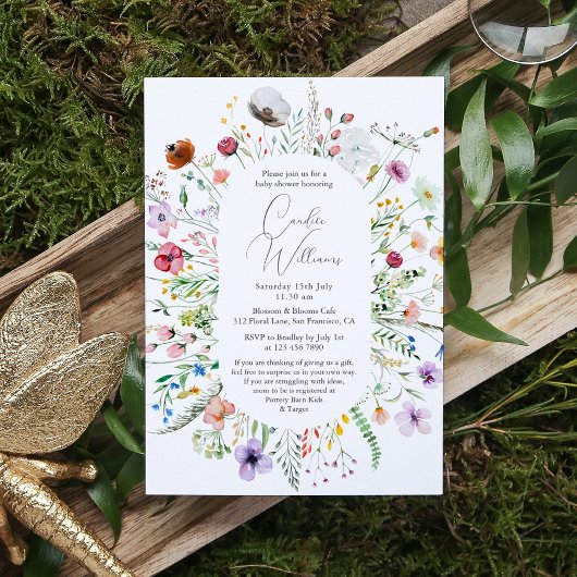 Elegante Waterverf Bloemen Koppels Baby shower Kaart