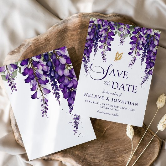 Elegante Waterverf Bloemen Lavendel Tuin bruiloft Save The Date