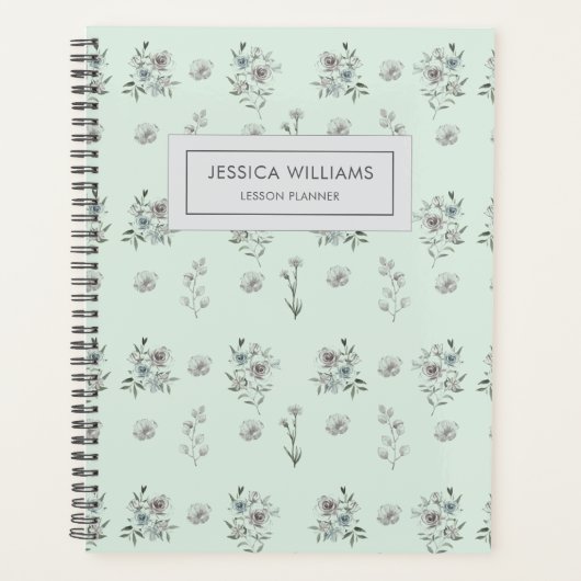 Elegante Waterverf Bloemen Leraar Les Planner (Voorkant)