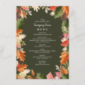 Elegante waterverf Bloemen lijst Thanksgiving Menu (Voorkant)