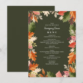 Elegante waterverf Bloemen lijst Thanksgiving Menu (Voorkant / Achterkant)