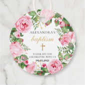 Elegante Waterverf Bloemen Meisje Doop Dank u Bedankjes Labels (Achterkant)