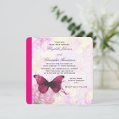 Elegante Waterverf Bloemen met Vlinder Bruiloft Kaart (Staand voorkant)