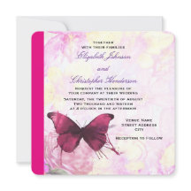 Elegante Waterverf Bloemen met Vlinder Bruiloft