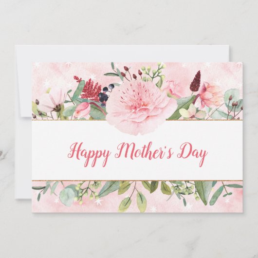 Elegante Waterverf Bloemen Moederdag Kaart (Voorkant)