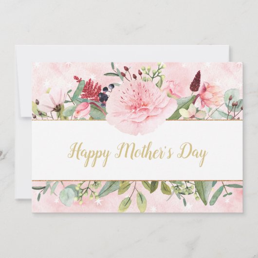 Elegante Waterverf Bloemen Moederdag Kaart (Voorkant)