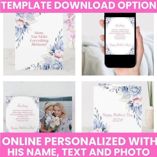Elegante Waterverf Bloemen Moederdag Keepsake Kaart