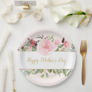 Elegante Waterverf Bloemen Moederdag Papier Bord
