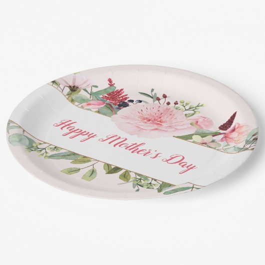 Elegante Waterverf Bloemen Moederdag Papier Bord (Gekanteld)