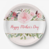 Elegante Waterverf Bloemen Moederdag Papier Bord (Voorkant)